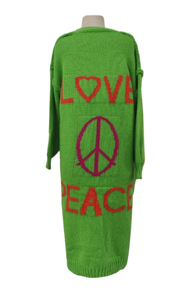 Love & Peace Exposed Seam Long Maxi Knit Cardigan