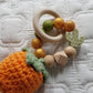 Orange Hand Crochet Rattle Teething Toy