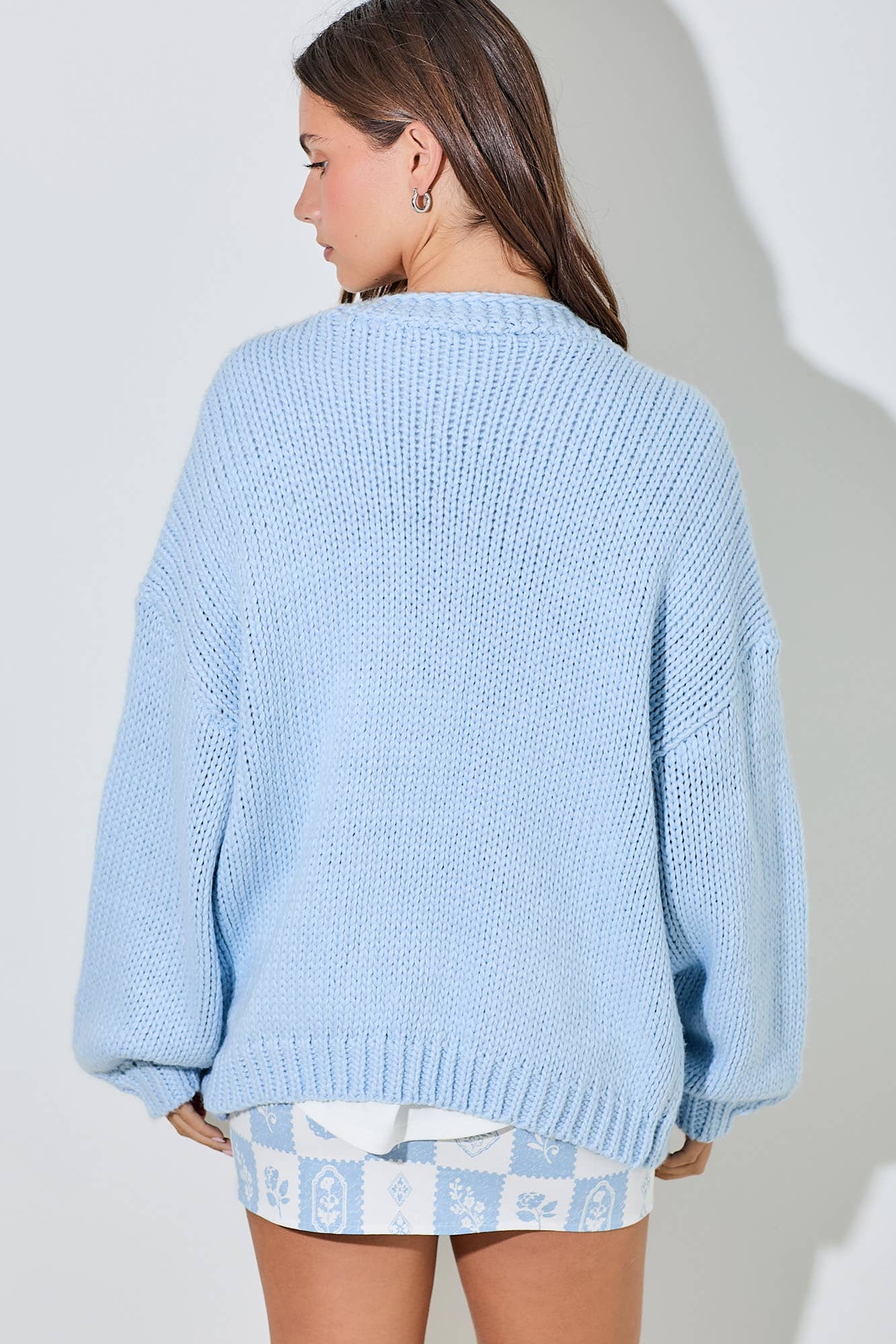 Sweater Knit Cardigan - Long Bubble Sleeve