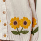 Sunflower Embroidered V Neck Cardigan