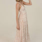 V NECK LACE TRIM DITSY PRINT MAXI DRESS