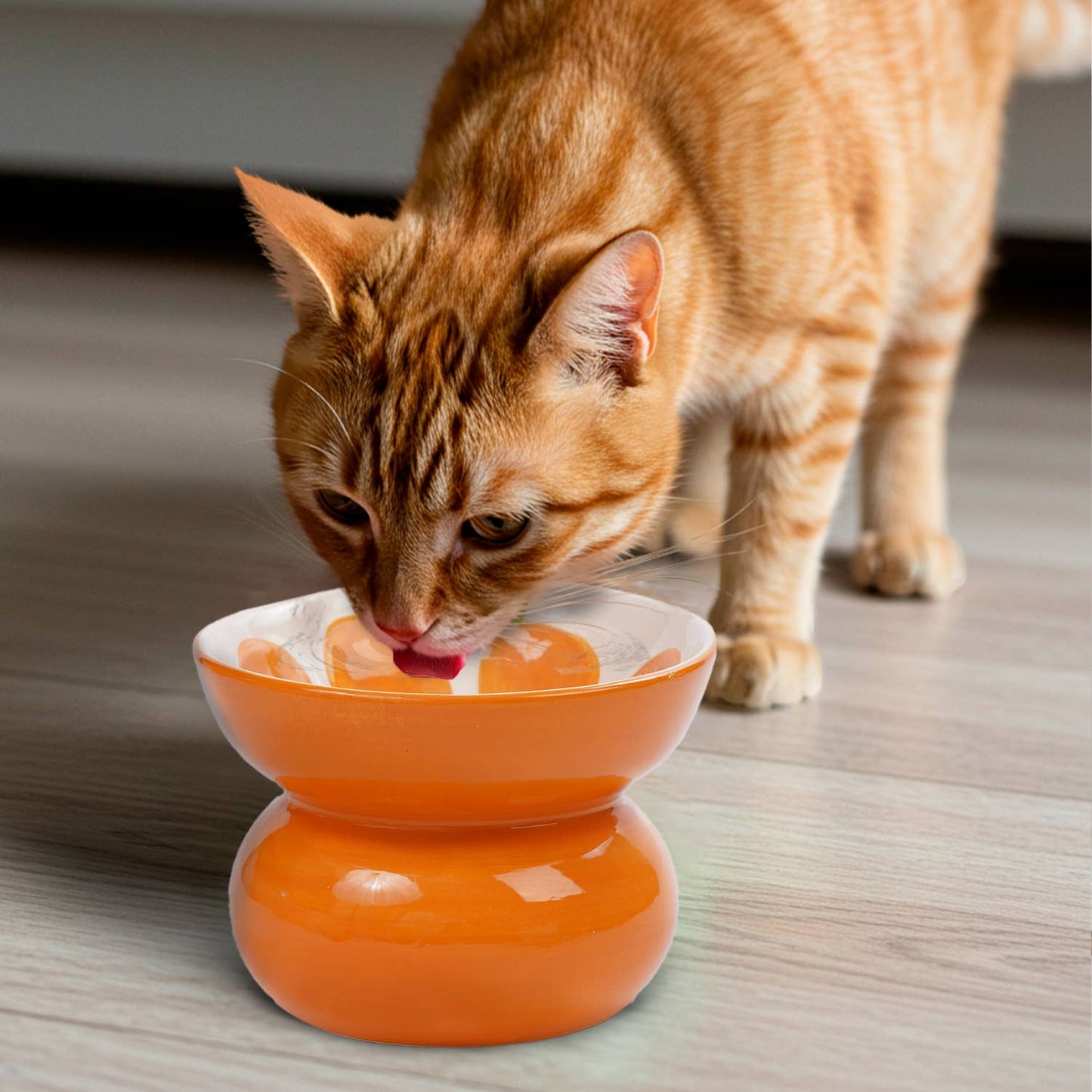 Orange Shaped Stoneware Elevated Pet Bowl
