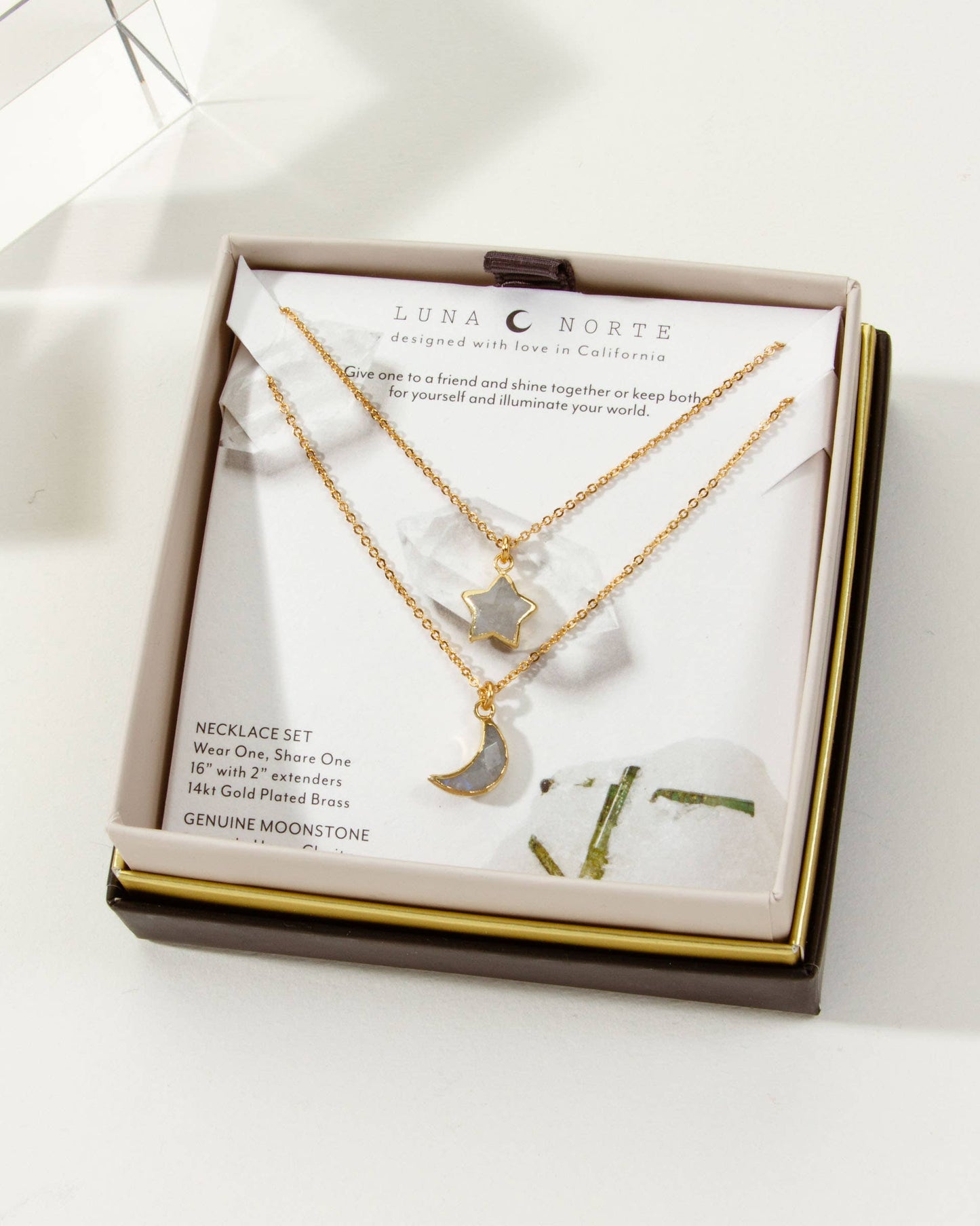 To the Moon and Back Best Friend Necklace Set- Moonstone