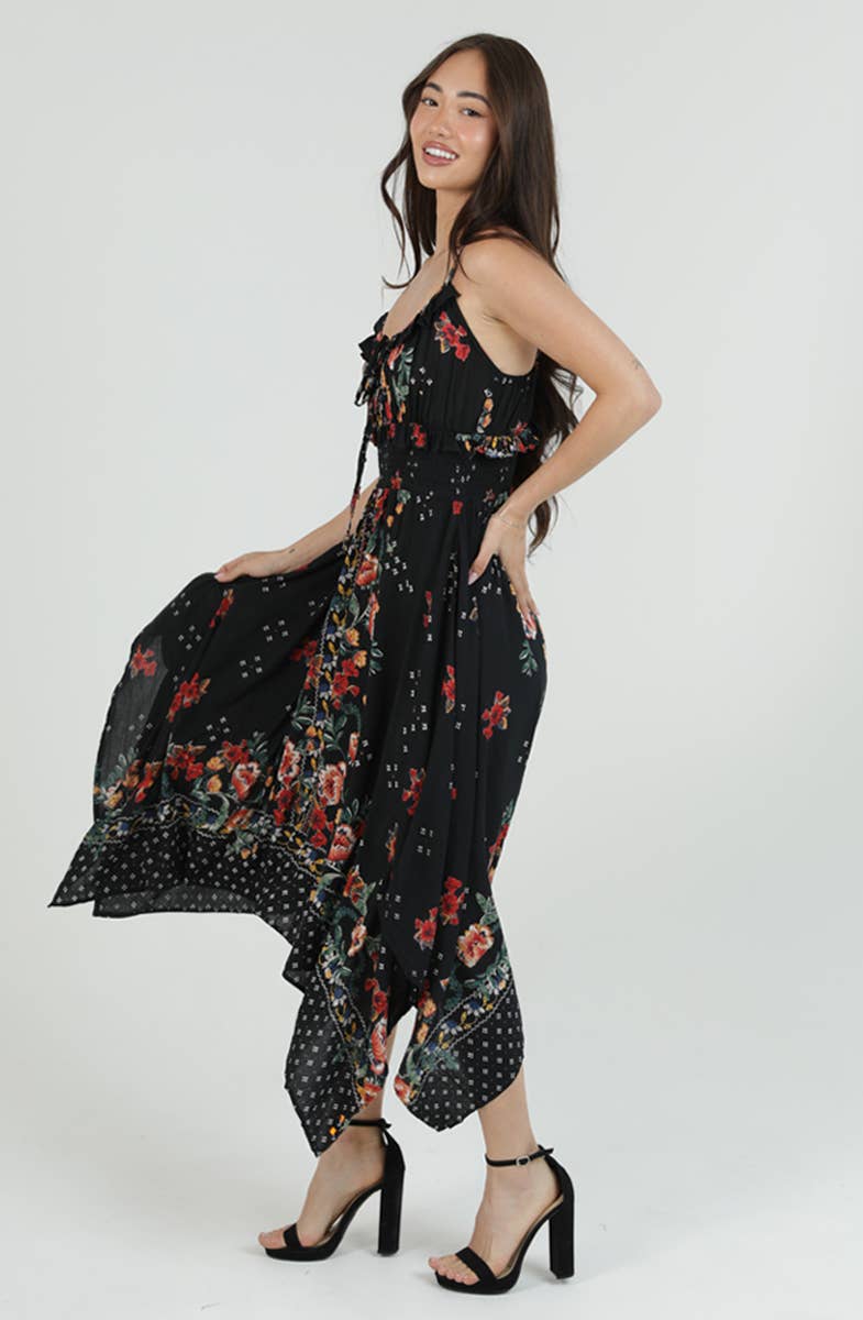 Smocked Waist Floral Maxi Dress