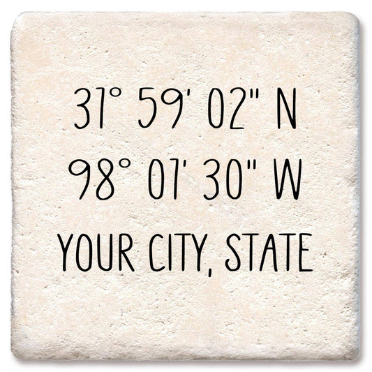 Custom City State Coordinates Coaster