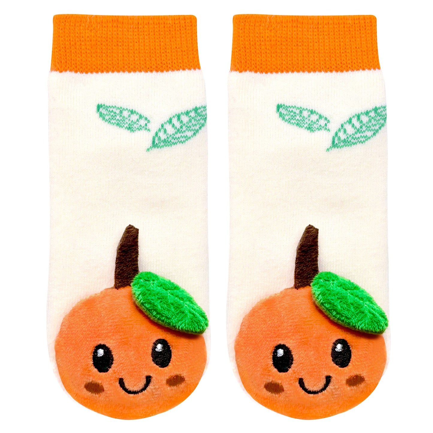 Smiley Orange Boogie Toes - Baby Rattle Socks