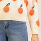 Playful Orange Pattern Knit Sweater