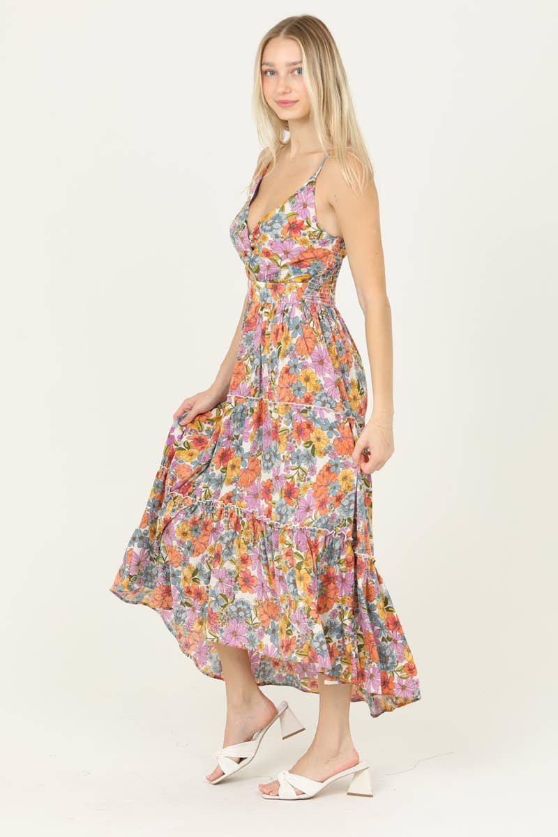 TWIST FRONT CUT OUT TIERED MAXI DRESS