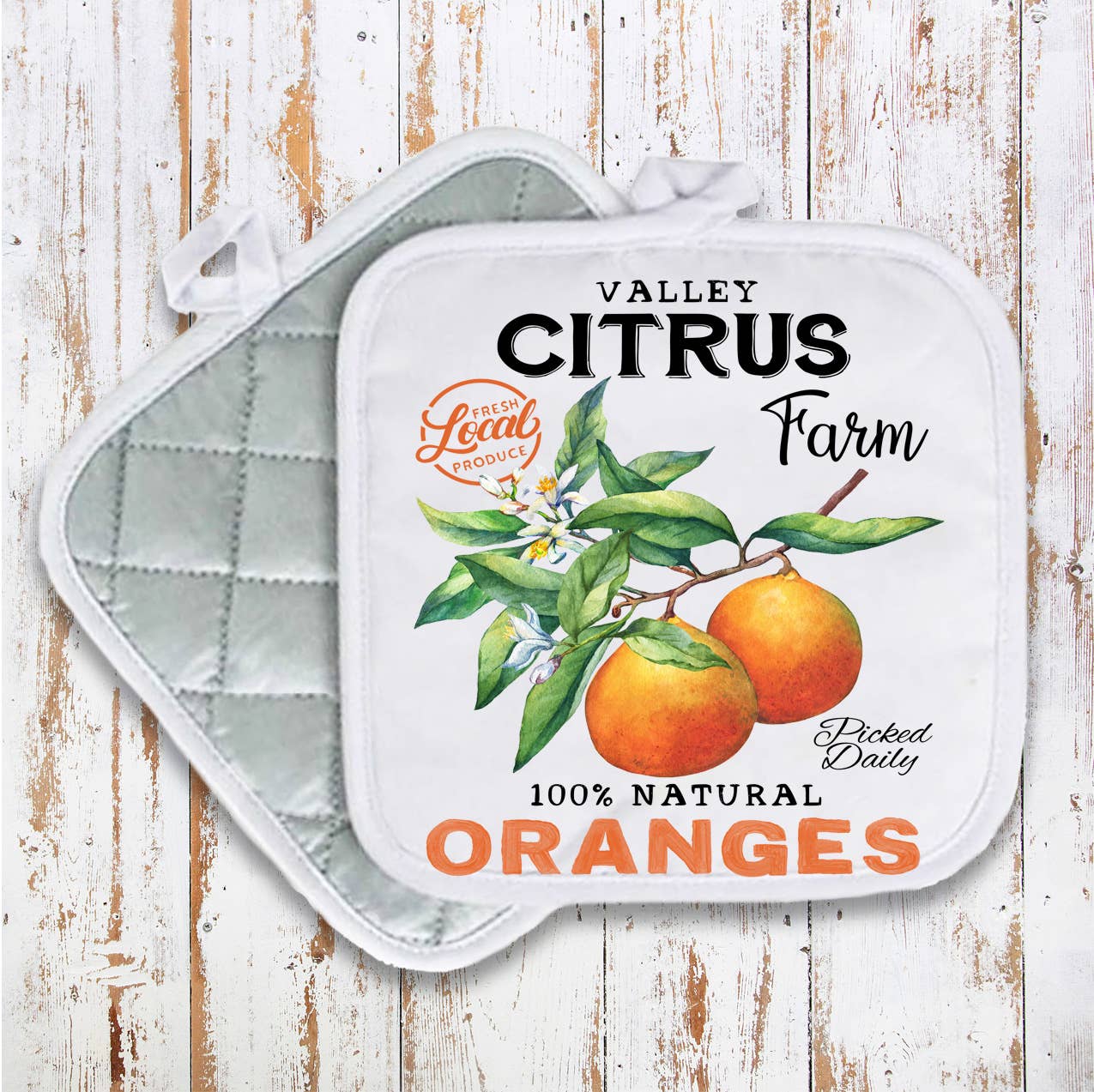 Farm Fresh Citrus Oranges Pot Holder Oven Mitts