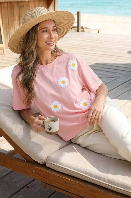 Cozy Daisy Embroidery Knit Top