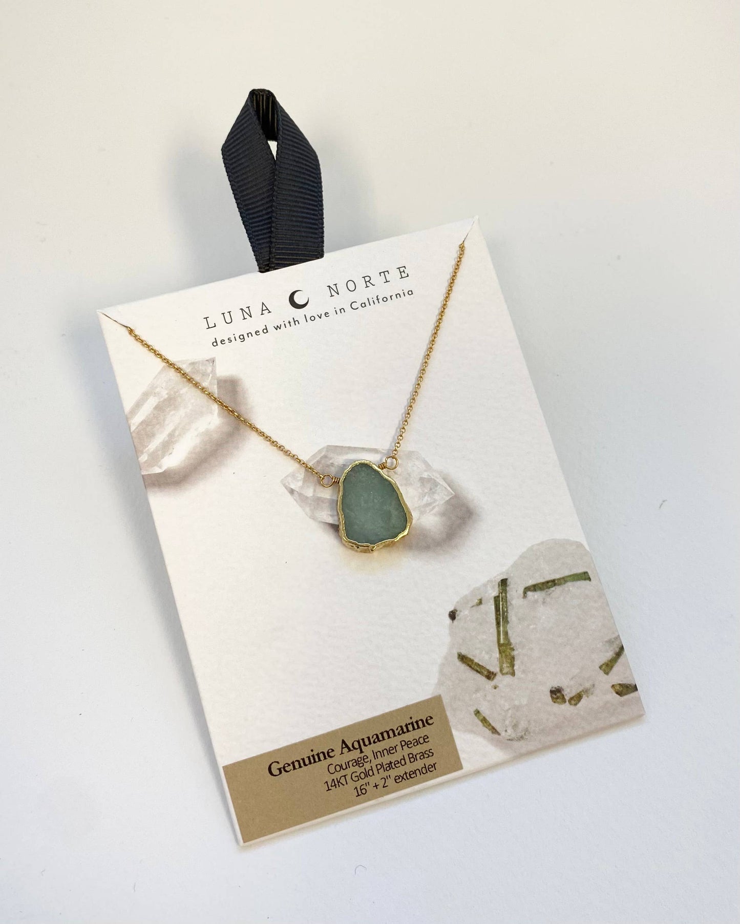 Earth, Wind and Fire Genuine Stone Necklace Gold - Aquamarine