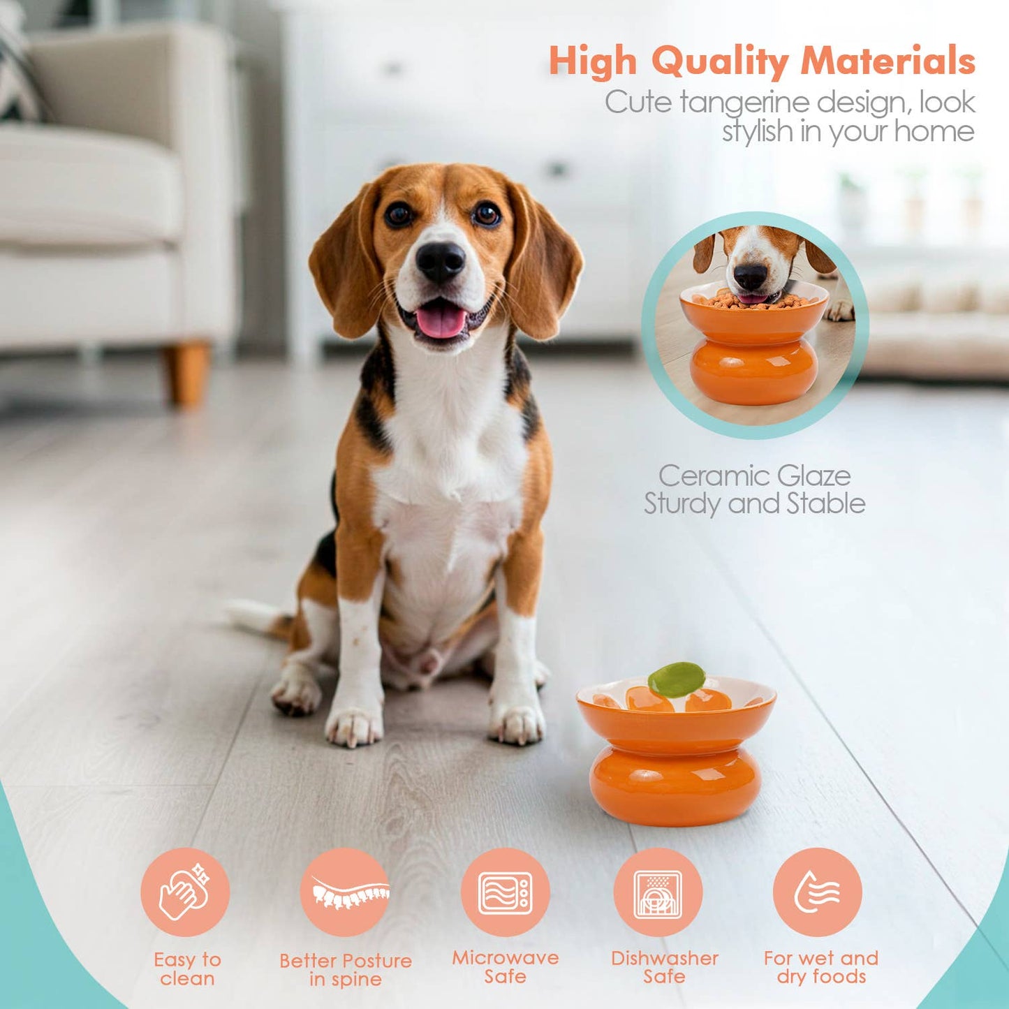 Orange Shaped Stoneware Elevated Pet Bowl