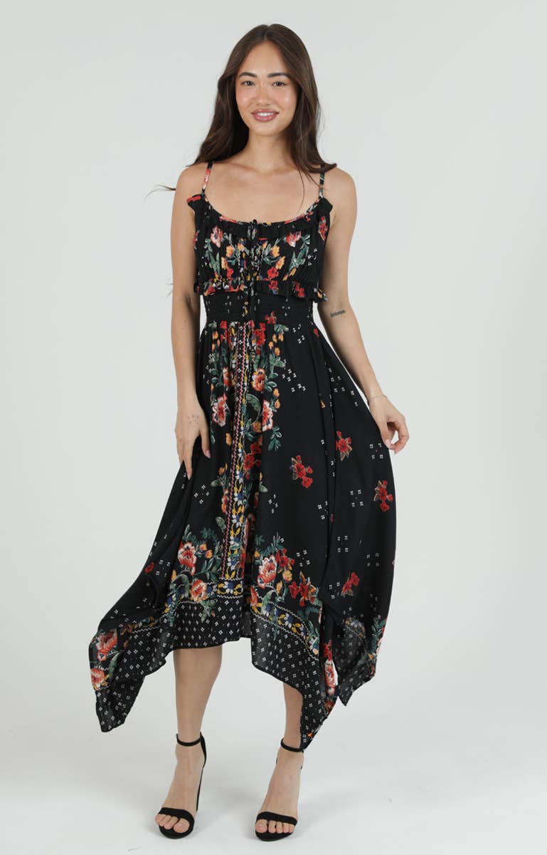 Smocked Waist Floral Maxi Dress