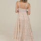 V NECK LACE TRIM DITSY PRINT MAXI DRESS