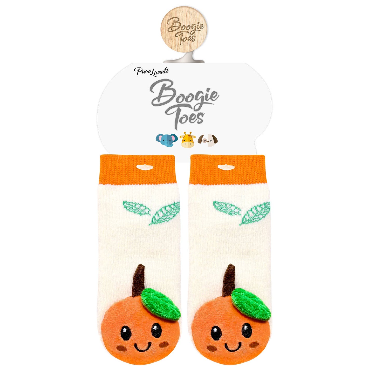 Smiley Orange Boogie Toes - Baby Rattle Socks