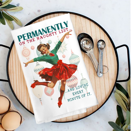 Christmas Naughty List Tea Towel