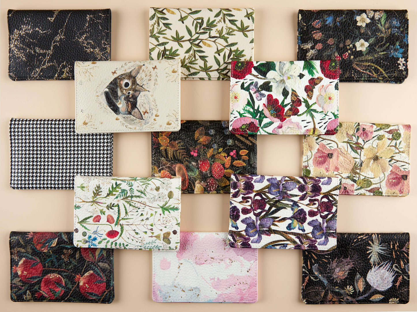 Vegan Leather Passport Cover - Peonies
