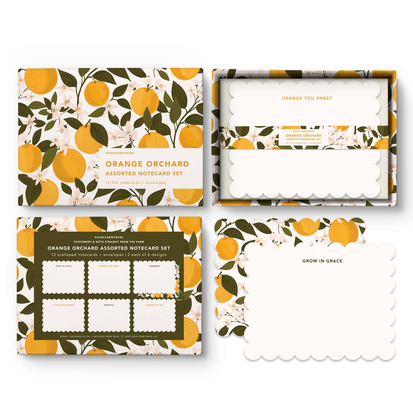 Orange Orchard Assorted Notecard Set