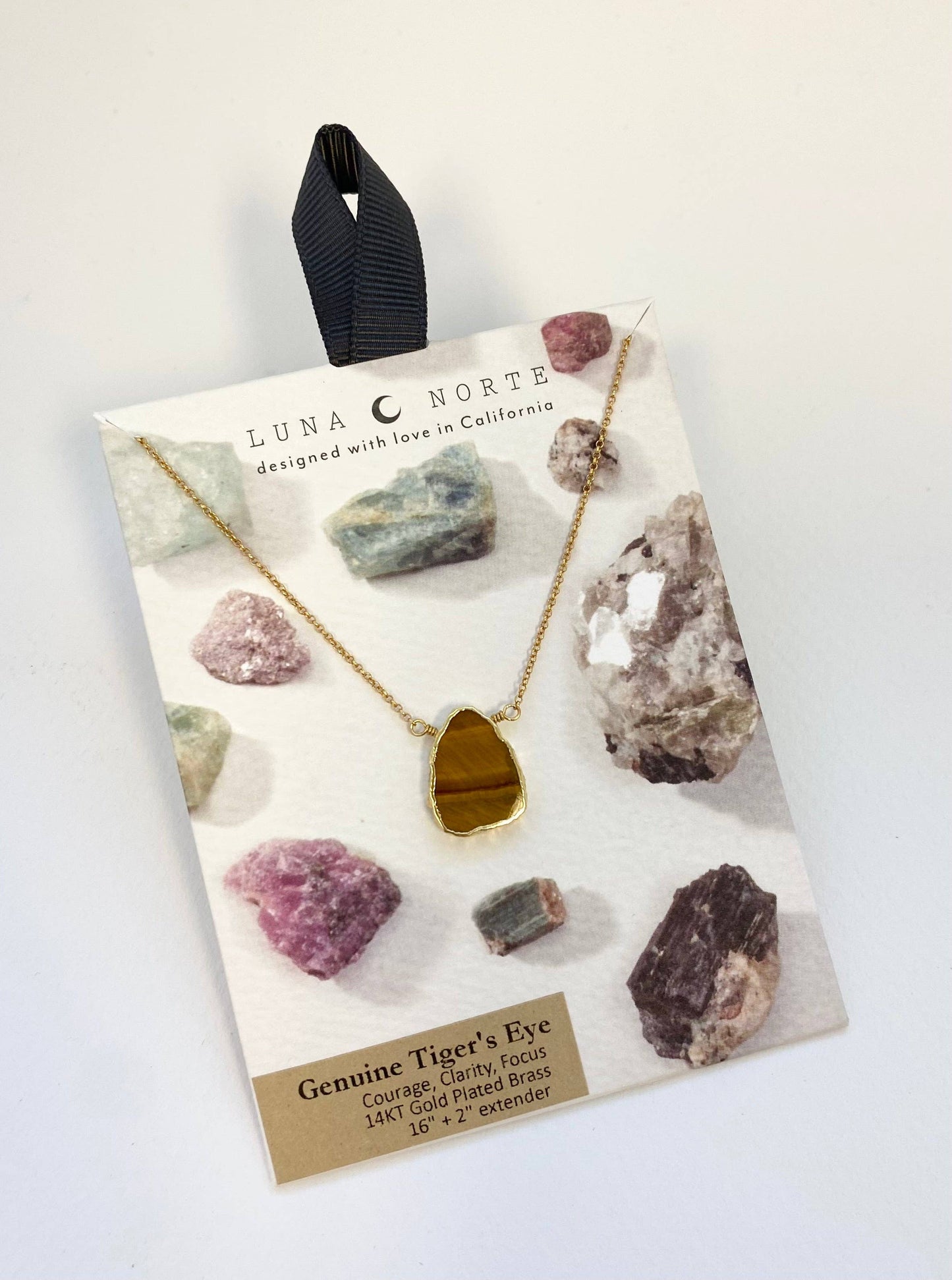 Earth, Wind and Fire Genuine Stone Necklace Gold - Tiger's Eye