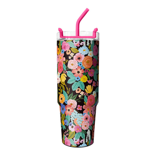 30 OZ Travel Tumbler with Romantic Flower Blooming for On-the-Go
