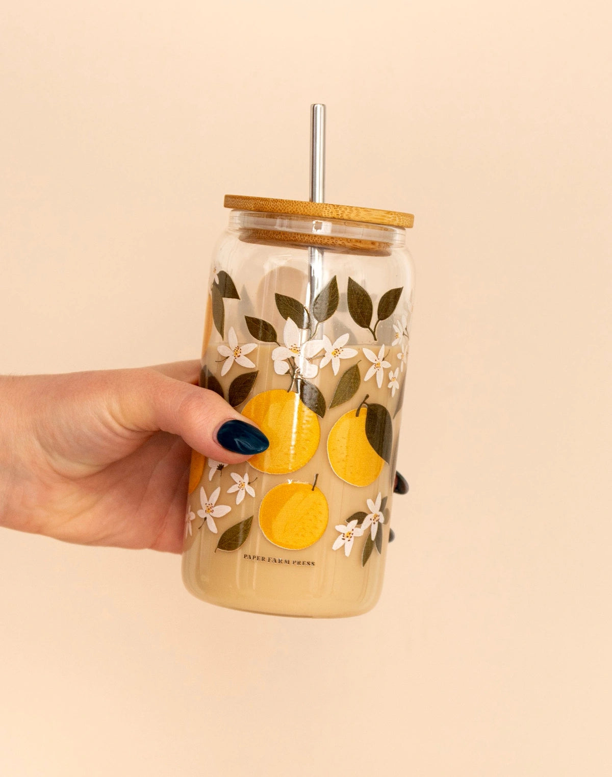 Orange Orchard Glass Can