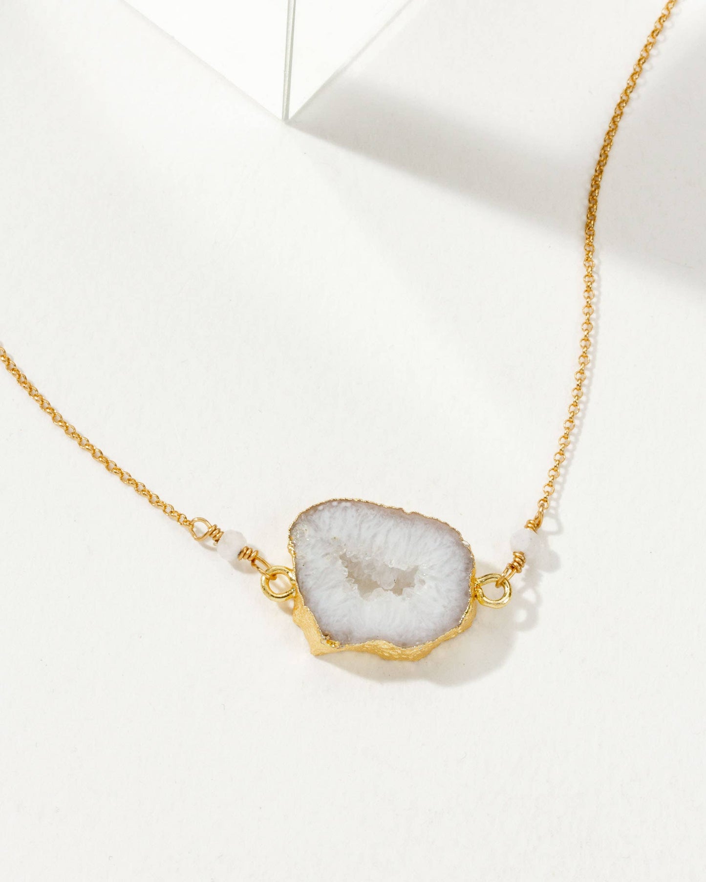 Earthly Geode Necklace- Agate & Moonstone