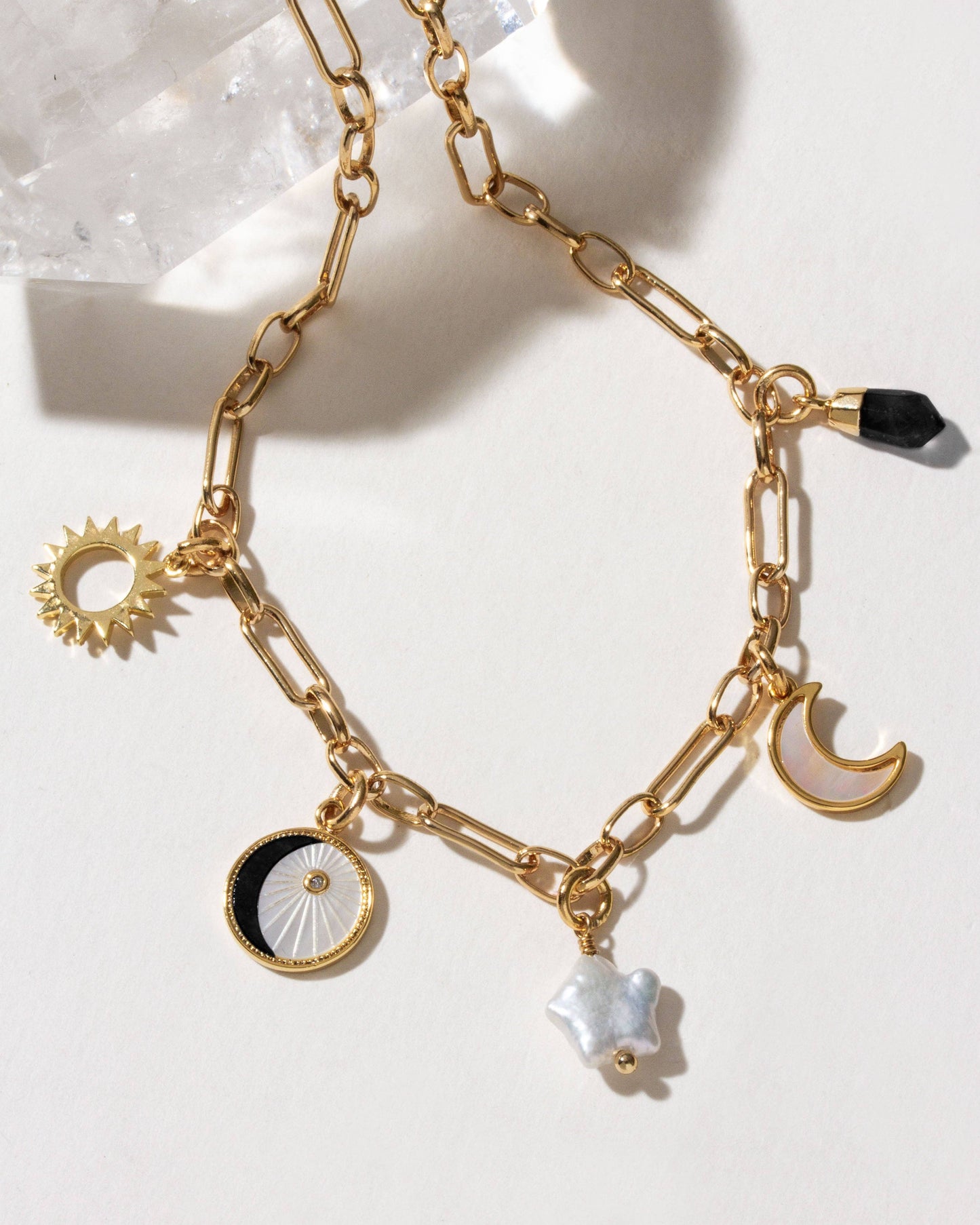 Onyx & Moonlight Charm Necklace