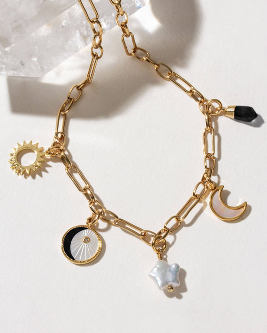 Onyx & Moonlight Charm Necklace