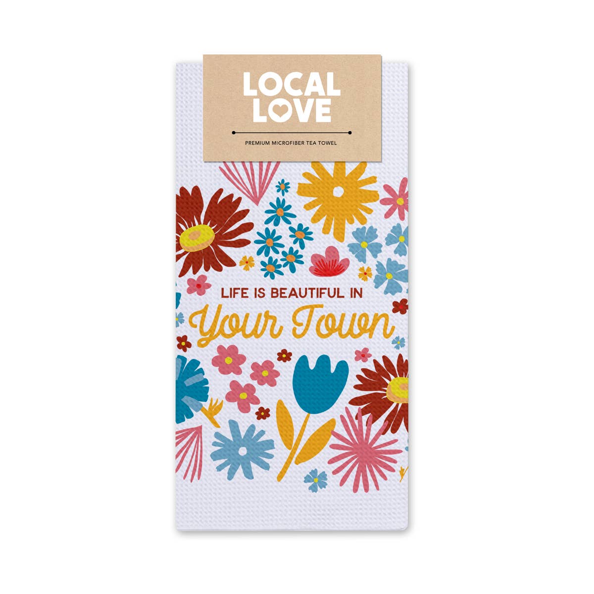 Personalized City Tea Towel - Beautiful Floral w/ Name Drop