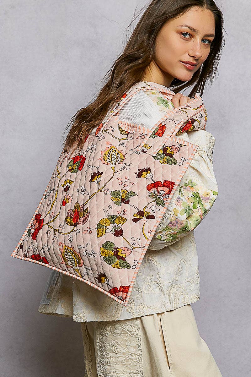 Quilted Velvet Tote Bag