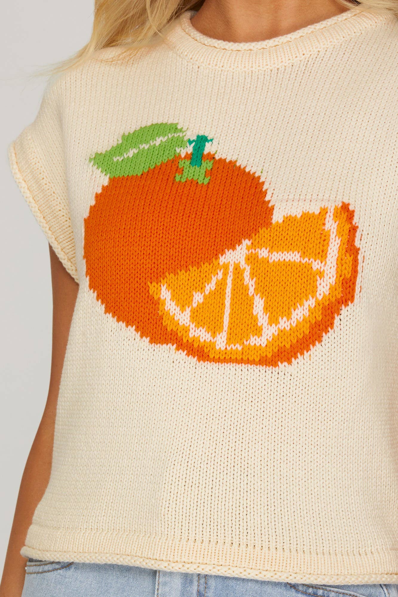 Orange Knit Sweater Top