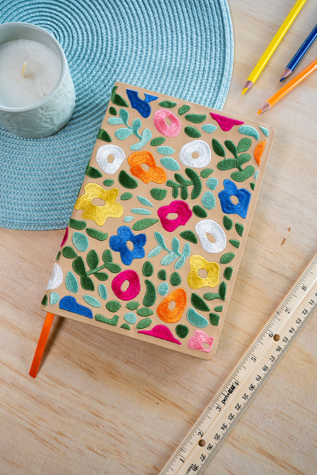 Spring Garden Embroidered Layflat Journal Notebook
