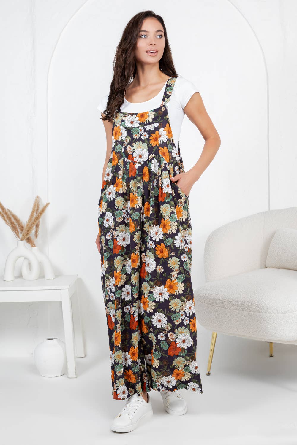 Flower Print Overall