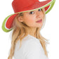 Orange & Donut Print Wide Brim Floppy Paper Straw Sun Hat