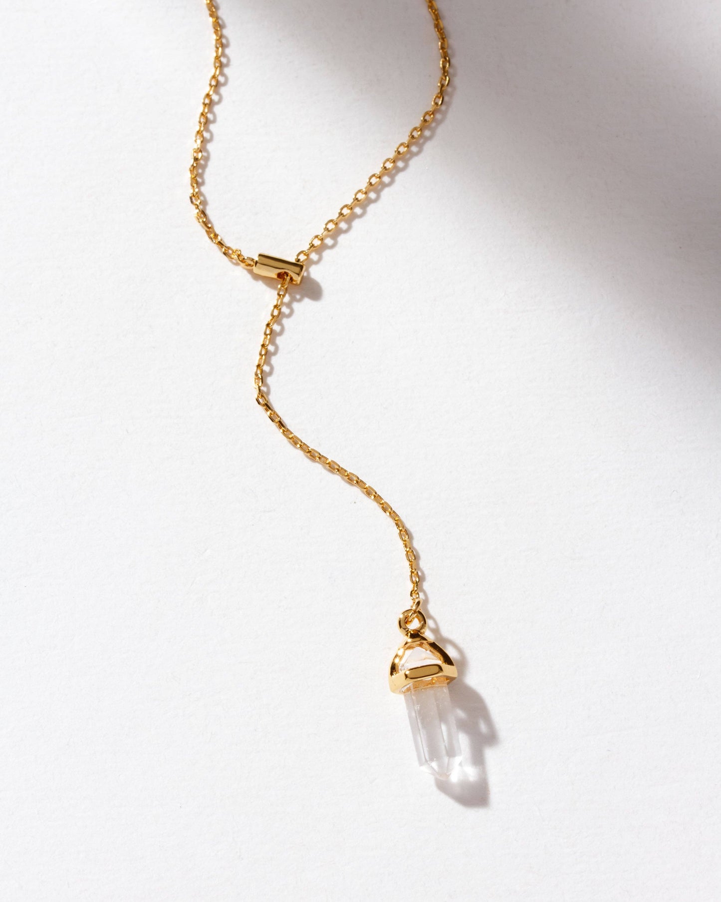 Prism Point Lariat- Clear Quartz