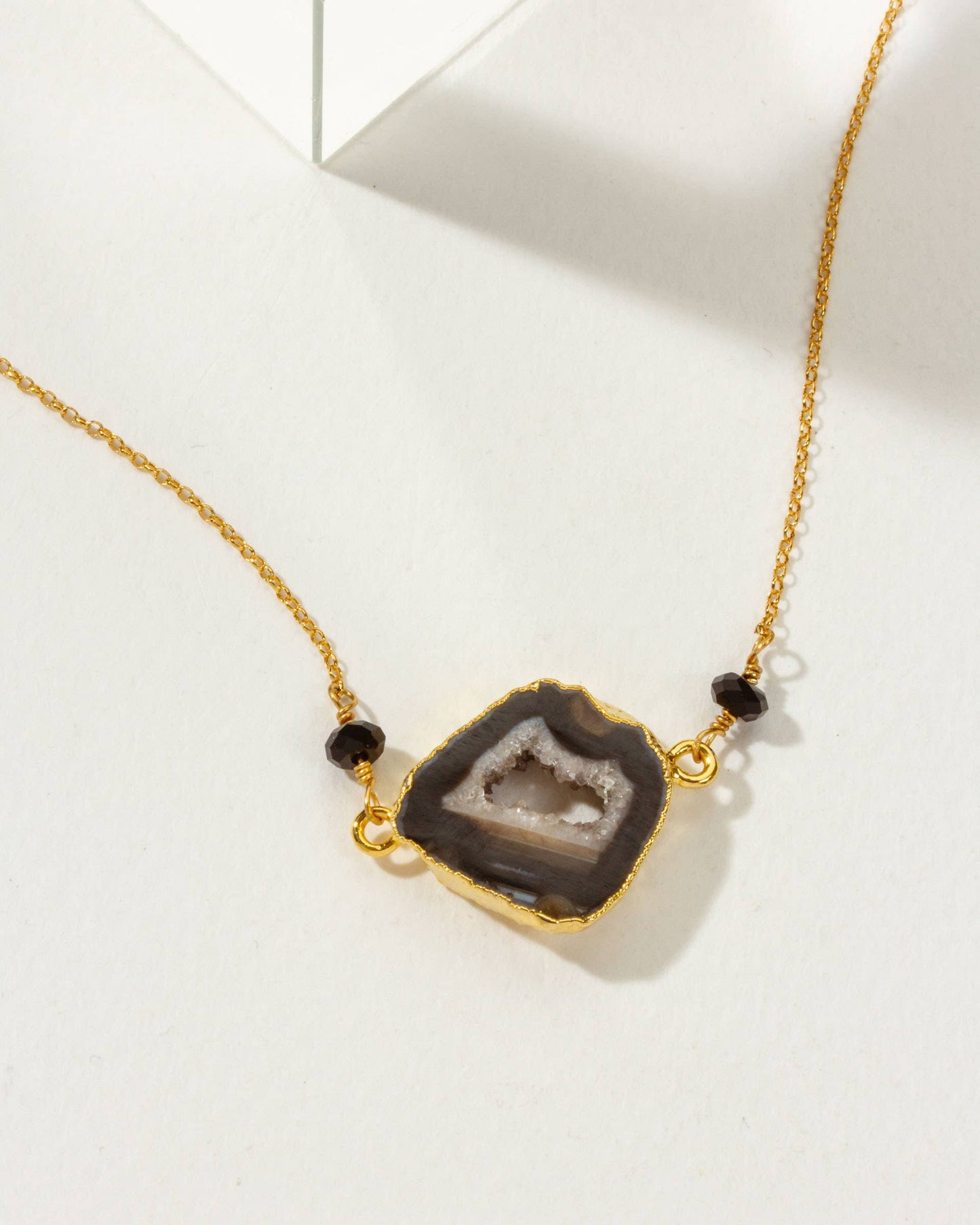 Earthly Geode Necklace- Agate & Onyx