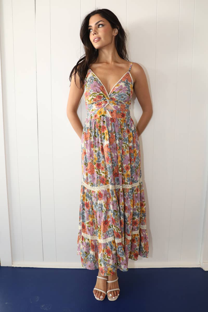 Multi Color Floral Maxi Dress