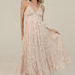 V NECK LACE TRIM DITSY PRINT MAXI DRESS