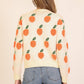 Playful Orange Pattern Knit Sweater
