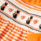 Halloween Striped Dress with Cat Smocking Embroidery –  Perfect for Fall