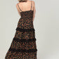 Black Twist Front Ruffle Tier Maxi Dress