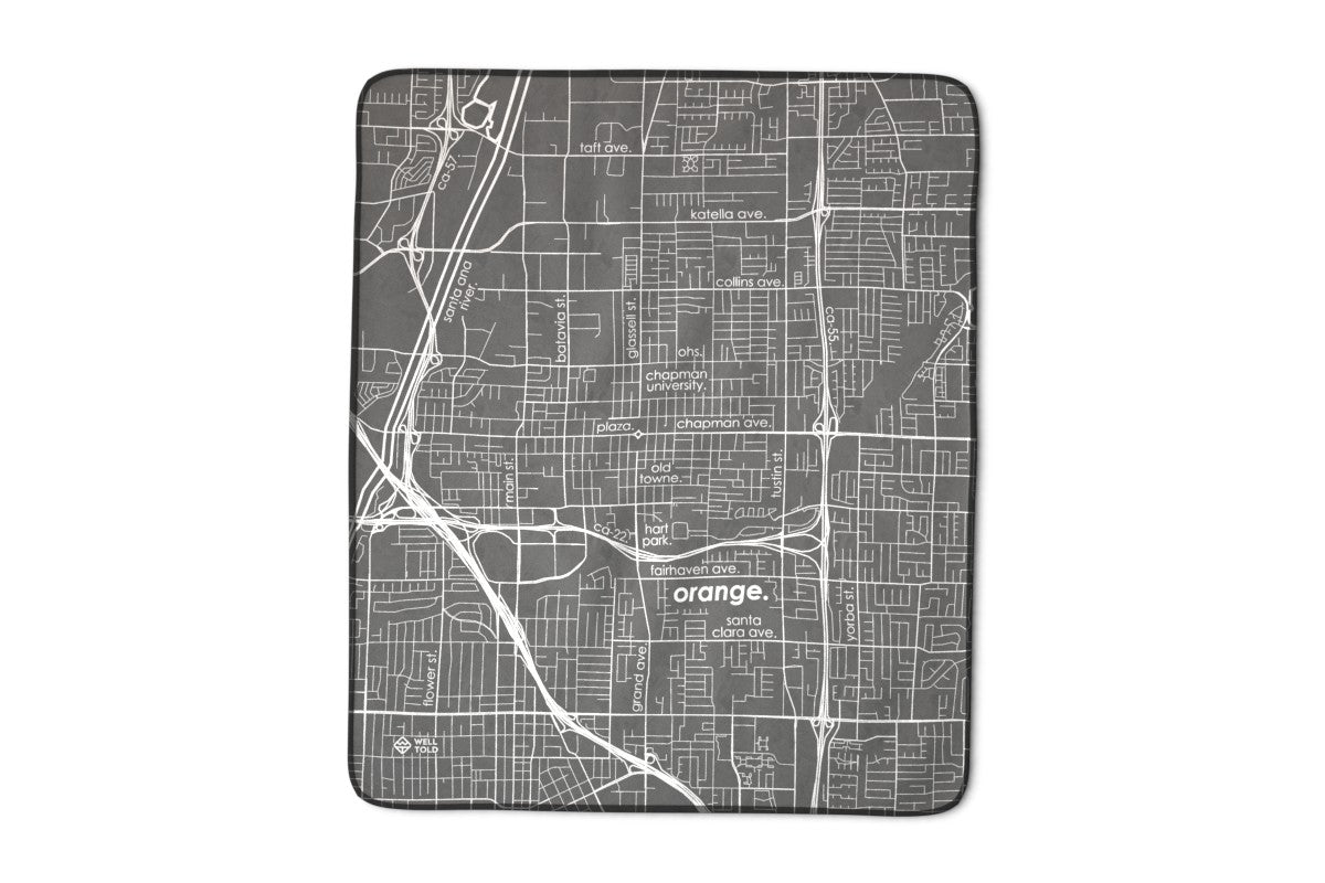 Custom Orange Map Fleece Blanket