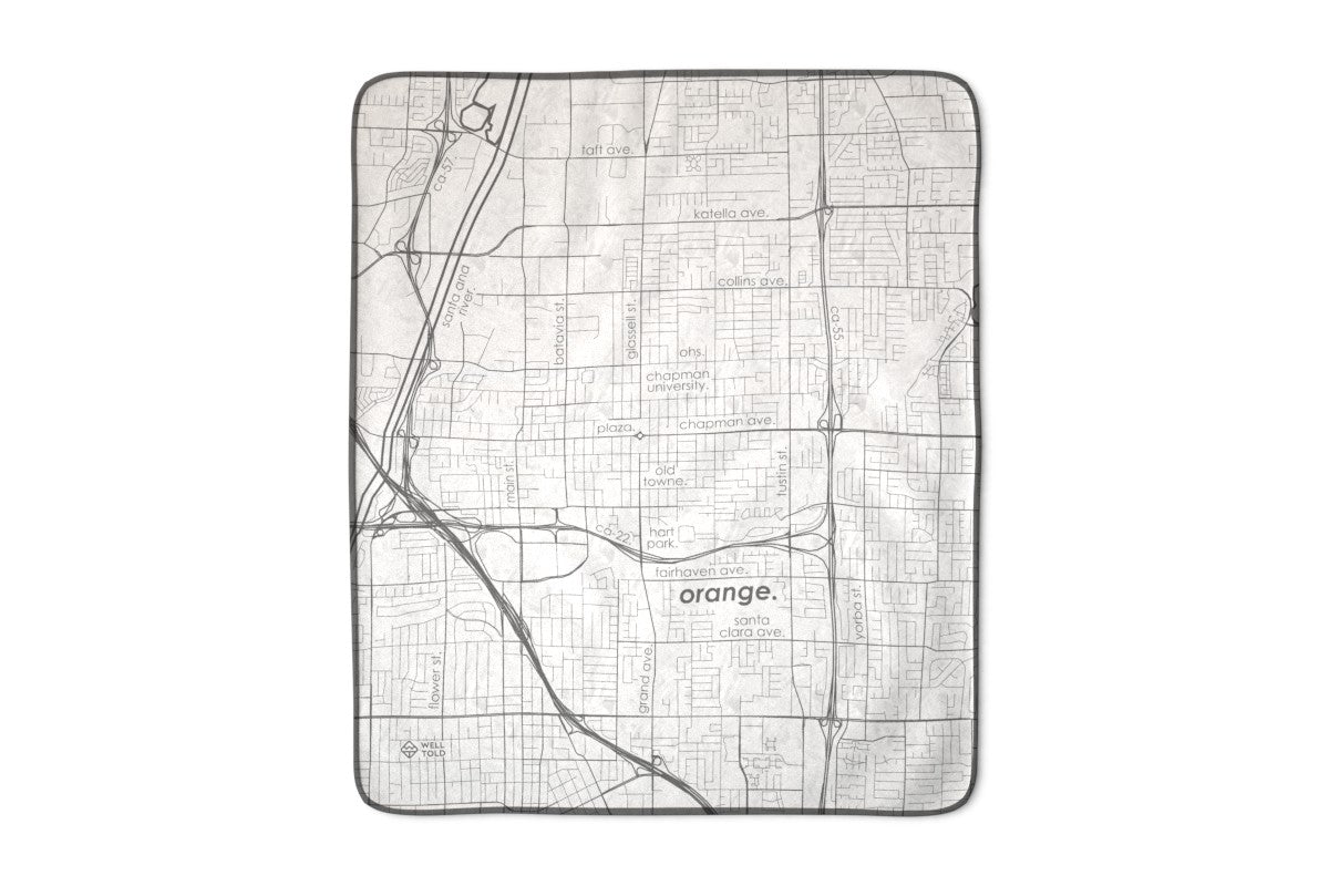 Custom Orange Map Fleece Blanket