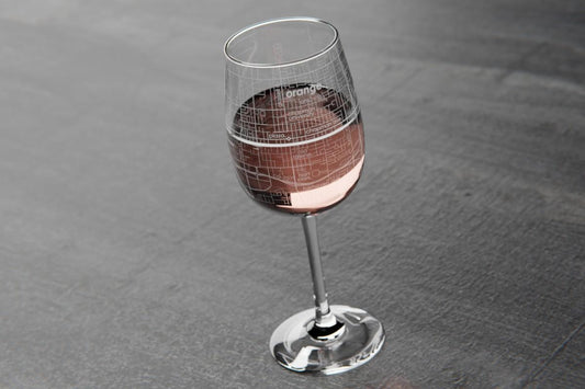 Custom Etched Orange  Map Wine Glass